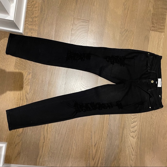 Frame Denim Le Skinny de Jeanne black ripped jeans Size 26 - Picture 3 of 7